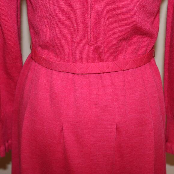 VTG 1960's Ciao Petites 100% Pure Wool Pink Ruffle Collar and Cuffs Lined, sz 10 - Picture 9 of 16